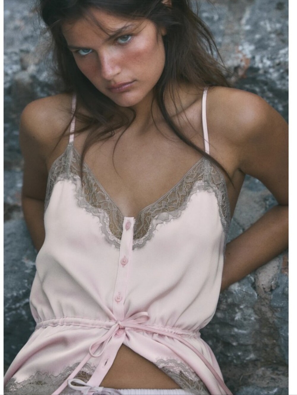Delicate Pink Lace-Trim Camisole Top
